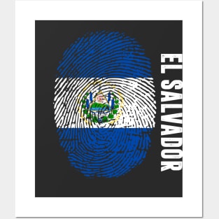 El Salvador Flag Fingerprint My Story DNA Salvadorian Posters and Art
